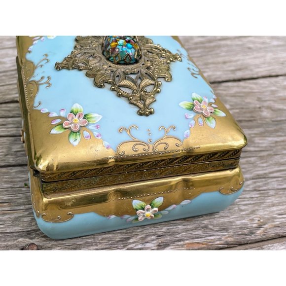 Vintage Lenwile Ardalt Porcelain Glass Jewel Vanity Set Box Match safe Trays - Picture 6 of 16